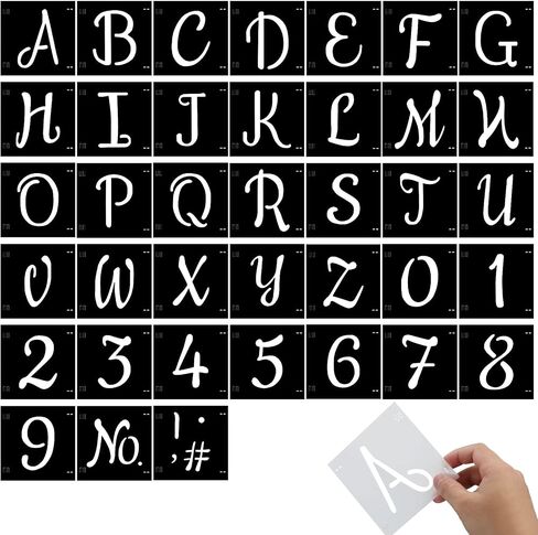 38 Pieces Letter Stencils Reusable Plastic Letter Number Templates Alphabet Art Craft Stencils Symbol Numbers Craft Stencils Interlocking Stencil Kit for Painting on Wood DIY Art Project (4 Inch) in Saudi Arabia