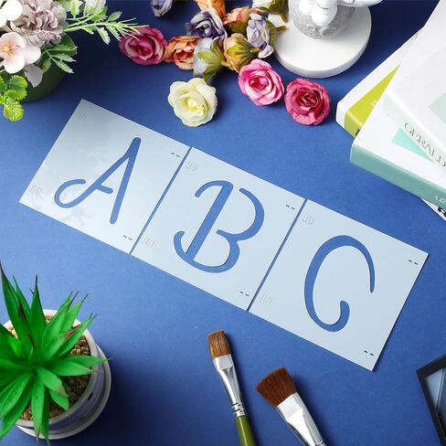 38 Pieces Letter Stencils Reusable Plastic Letter Number Templates Alphabet Art Craft Stencils Symbol Numbers Craft Stencils Interlocking Stencil Kit for Painting on Wood DIY Art Project (4 Inch) in Saudi Arabia