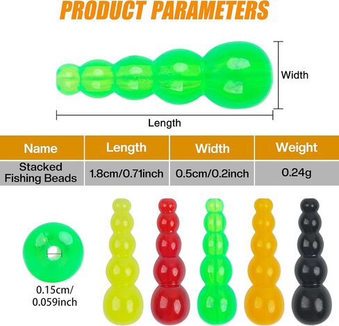 Stacked Fishing Beads, 150/200pcs Fishing Beads Lures Making Supplies Tackle Trout Beads Walleye Rig Fishing Spinner Fishing Inline Spinner Saltwater Freshwater in Saudi Arabia