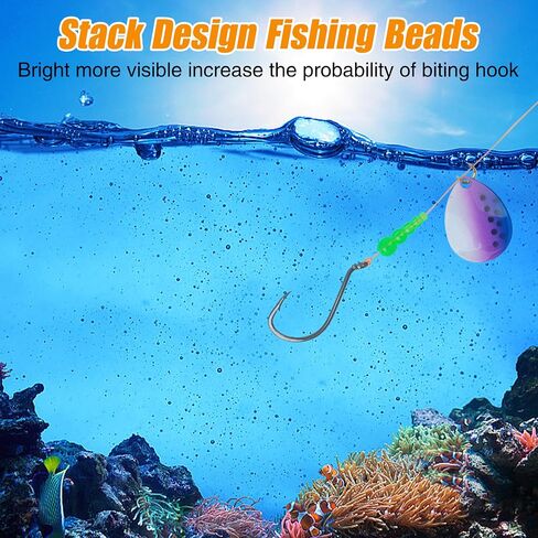 Stacked Fishing Beads, 150/200pcs Fishing Beads Lures Making Supplies Tackle Trout Beads Walleye Rig Fishing Spinner Fishing Inline Spinner Saltwater Freshwater in Saudi Arabia