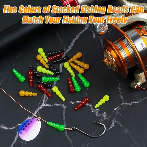 Stacked Fishing Beads, 150/200pcs Fishing Beads Lures Making Supplies Tackle Trout Beads Walleye Rig Fishing Spinner Fishing Inline Spinner Saltwater Freshwater in Saudi Arabia