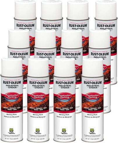 Rust-Oleum 264692-12PK Industrial Choice M1400 System Water-Based Construction Marking Paint, 17 oz, White, 12 Pack in Saudi Arabia