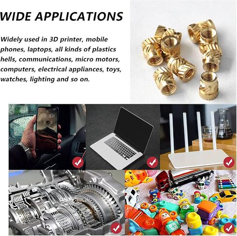 WAFJAMF 120 Pcs M3 Female Thread Knurled Nuts Brass Threaded Insert Embedment Nuts for 3D Printing Injection Molding and More Projects (M3, 120Pcs,3x4.6x5.7mm) in Saudi Arabia