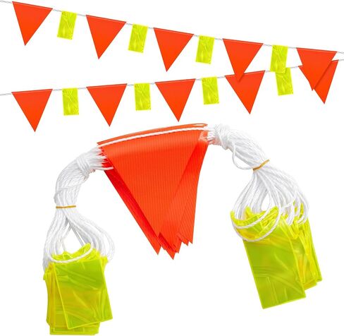 Perimeter Marking Flags 102 Ft/ 45 Pcs Caution Pennant Banner Flags Safety Flags for Traffic Barrier Construction Warning Of Hazardous Areas, Scaffolding, Sporting Events (Stylish Style) in Saudi Arabia