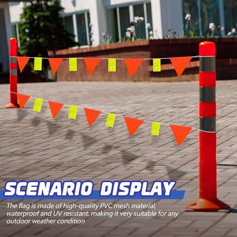 Perimeter Marking Flags 102 Ft/ 45 Pcs Caution Pennant Banner Flags Safety Flags for Traffic Barrier Construction Warning Of Hazardous Areas, Scaffolding, Sporting Events (Stylish Style) in Saudi Arabia