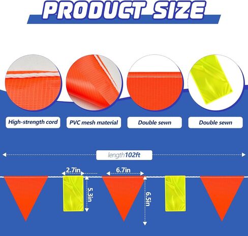 Perimeter Marking Flags 102 Ft/ 45 Pcs Caution Pennant Banner Flags Safety Flags for Traffic Barrier Construction Warning Of Hazardous Areas, Scaffolding, Sporting Events (Stylish Style) in Saudi Arabia