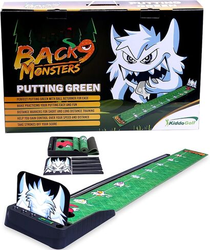 Golf Putting Green Mat for Kids Indoor & Outdoor Practice Use - Automatic Ball Return, Distance Markers, 2 Holes for Fun Mini Golf Course Putting Trainer. Great Gift Idea in Saudi Arabia