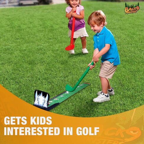 Golf Putting Green Mat for Kids Indoor & Outdoor Practice Use - Automatic Ball Return, Distance Markers, 2 Holes for Fun Mini Golf Course Putting Trainer. Great Gift Idea in Saudi Arabia