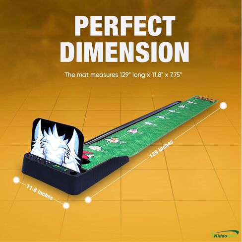 Golf Putting Green Mat for Kids Indoor & Outdoor Practice Use - Automatic Ball Return, Distance Markers, 2 Holes for Fun Mini Golf Course Putting Trainer. Great Gift Idea in Saudi Arabia