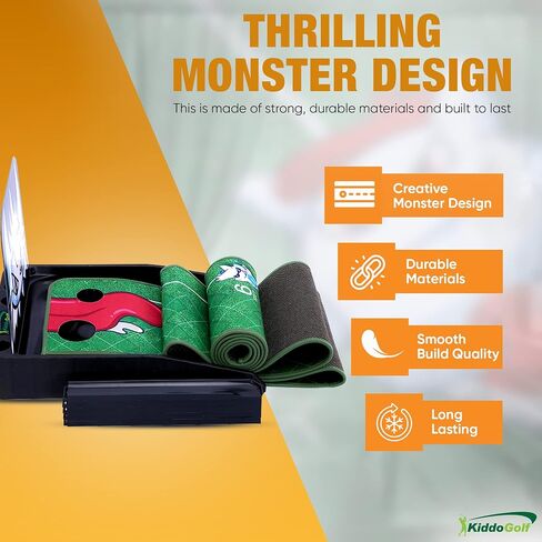 Golf Putting Green Mat for Kids Indoor & Outdoor Practice Use - Automatic Ball Return, Distance Markers, 2 Holes for Fun Mini Golf Course Putting Trainer. Great Gift Idea in Saudi Arabia