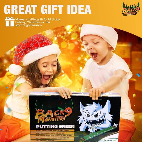 Golf Putting Green Mat for Kids Indoor & Outdoor Practice Use - Automatic Ball Return, Distance Markers, 2 Holes for Fun Mini Golf Course Putting Trainer. Great Gift Idea in Saudi Arabia