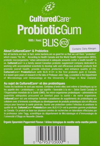 Prairie Naturals Gum with Blisk 12, Oral Probiotic, Spearmint/Peppermint, 96 Count in Saudi Arabia