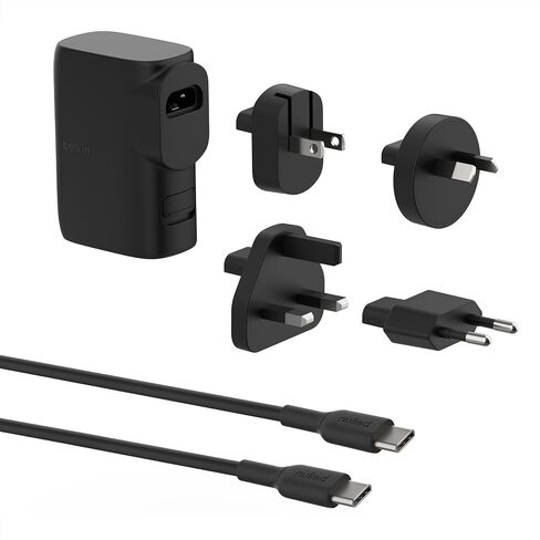 Belkin BoostCharge Hybrid Wall Charger 25W + Power Bank 5K, 2-in-1 Portable Charger, Portable Battery Charger w/USB-C Port & USB-A Port - Travel-Friendly, Dual-Port Charging Device - Black in Saudi Arabia