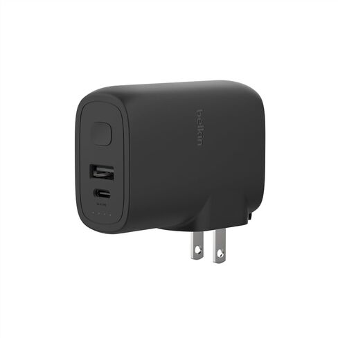 Belkin BoostCharge Hybrid Wall Charger 25W + Power Bank 5K, 2-in-1 Portable Charger, Portable Battery Charger w/USB-C Port & USB-A Port - Travel-Friendly, Dual-Port Charging Device - Black in Saudi Arabia