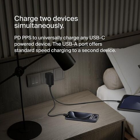 Belkin BoostCharge Hybrid Wall Charger 25W + Power Bank 5K, 2-in-1 Portable Charger, Portable Battery Charger w/USB-C Port & USB-A Port - Travel-Friendly, Dual-Port Charging Device - Black in Saudi Arabia