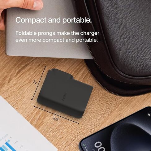 Belkin BoostCharge Hybrid Wall Charger 25W + Power Bank 5K, 2-in-1 Portable Charger, Portable Battery Charger w/USB-C Port & USB-A Port - Travel-Friendly, Dual-Port Charging Device - Black in Saudi Arabia