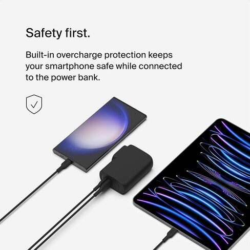 Belkin BoostCharge Hybrid Wall Charger 25W + Power Bank 5K, 2-in-1 Portable Charger, Portable Battery Charger w/USB-C Port & USB-A Port - Travel-Friendly, Dual-Port Charging Device - Black in Saudi Arabia