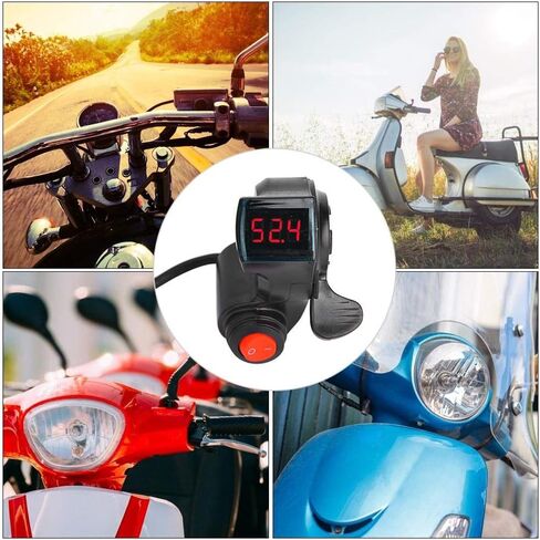 Alomejor Thumb Throttle 12V 99V LED E Bike Electric Scooter Throttle Grip Handlebar Digital Meter with LCD Display in Saudi Arabia