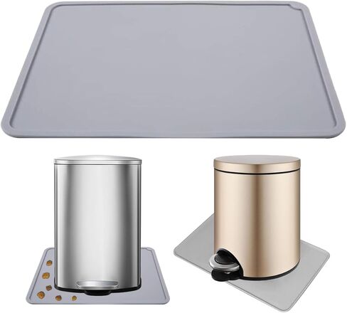 Trash Can Mat Garbage Can Mat with Raised Edge 24"X16" Large, Non-Slip Recycle Bins Pad Under Trash Bin Mat Waterproof Floor Protector, Silicone Mat for Opening Cans, Kitchen, Fridge, Washer, Coffee in Kuwait