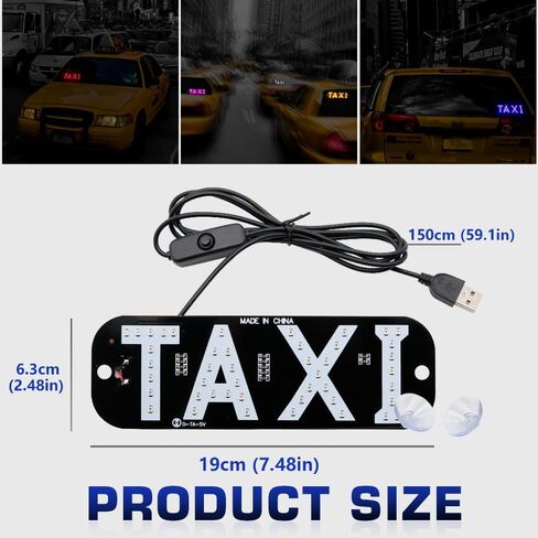 YSY Juren قطعة واحدة من ضوء إشارة التاكسي USB زر تشغيل/إيقاف، علامة LED ساطعة لسيارة الأجرة، وضع نافذة كوب الشفط لسيارة الأجرة (أخضر) in Kuwait