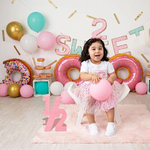 Pink Half Number Sign Glitter 1/2 Baby Birthday Party Decor for Kids Half Years Old Wood Centerpieces for Tables 6 Month Photo Prop Birthday Party Supplies for Girls Wooden Table Sign in Saudi Arabia