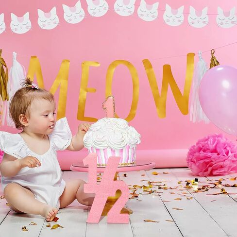 Pink Half Number Sign Glitter 1/2 Baby Birthday Party Decor for Kids Half Years Old Wood Centerpieces for Tables 6 Month Photo Prop Birthday Party Supplies for Girls Wooden Table Sign in Saudi Arabia