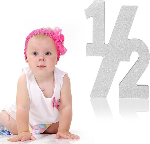 Pink Half Number Sign Glitter 1/2 Baby Birthday Party Decor for Kids Half Years Old Wood Centerpieces for Tables 6 Month Photo Prop Birthday Party Supplies for Girls Wooden Table Sign in Saudi Arabia