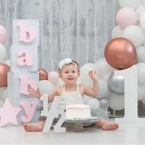 Pink Half Number Sign Glitter 1/2 Baby Birthday Party Decor for Kids Half Years Old Wood Centerpieces for Tables 6 Month Photo Prop Birthday Party Supplies for Girls Wooden Table Sign in Saudi Arabia