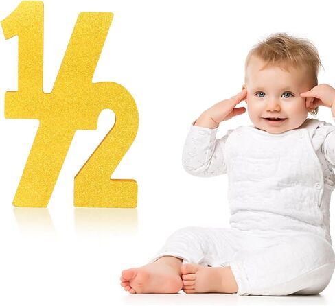 Pink Half Number Sign Glitter 1/2 Baby Birthday Party Decor for Kids Half Years Old Wood Centerpieces for Tables 6 Month Photo Prop Birthday Party Supplies for Girls Wooden Table Sign in Saudi Arabia