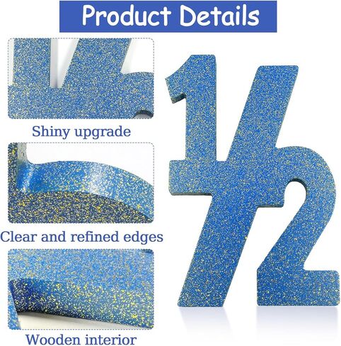 Pink Half Number Sign Glitter 1/2 Baby Birthday Party Decor for Kids Half Years Old Wood Centerpieces for Tables 6 Month Photo Prop Birthday Party Supplies for Girls Wooden Table Sign in Kuwait