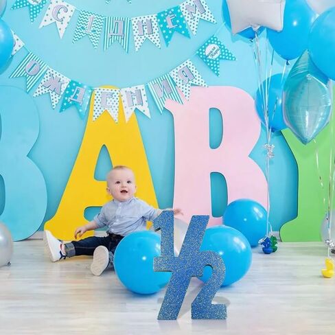 Pink Half Number Sign Glitter 1/2 Baby Birthday Party Decor for Kids Half Years Old Wood Centerpieces for Tables 6 Month Photo Prop Birthday Party Supplies for Girls Wooden Table Sign in Kuwait