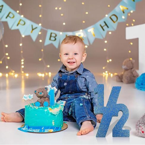 Pink Half Number Sign Glitter 1/2 Baby Birthday Party Decor for Kids Half Years Old Wood Centerpieces for Tables 6 Month Photo Prop Birthday Party Supplies for Girls Wooden Table Sign in Kuwait