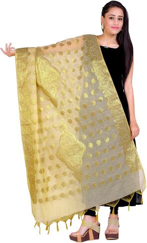 وشاح Chandrakala النسائي Chanderi Zari Work Banarasi Dupatta (D117) in Saudi Arabia