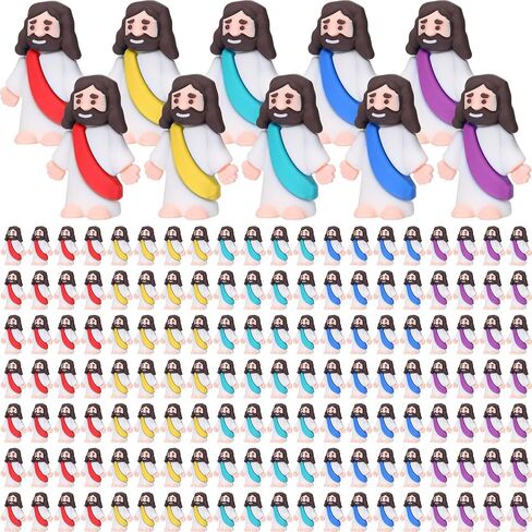 150 Packs Mini Jesus Figurines Bulk Easter Miniature Jesus Toys Christ Savior Jesus Doll Gifts Religious Jesus Figurines for Sunday School Craft Easter Eggs Stuffers Baptism Gift (Multicolor) in Saudi Arabia