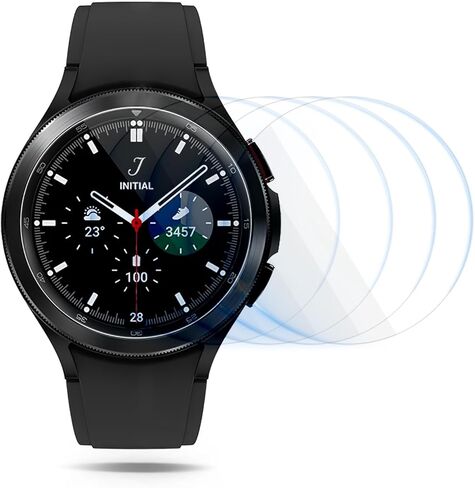 4 عبوات من فيلم واقي شاشة من الزجاج المقوى مقاس 42 مم، 2.5D 9H HD شفاف 0.3 مم مضاد للخدش ومقاوم للماء وخالي من الفقاعات، ملحقات الساعة الذكية متوافقة مع Samsung Galaxy Watch 4 Classic 42mm in Kuwait