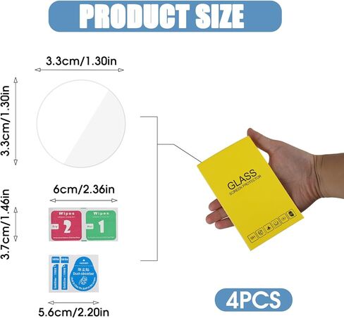 4 عبوات من فيلم واقي شاشة من الزجاج المقوى مقاس 42 مم، 2.5D 9H HD شفاف 0.3 مم مضاد للخدش ومقاوم للماء وخالي من الفقاعات، ملحقات الساعة الذكية متوافقة مع Samsung Galaxy Watch 4 Classic 42mm in Kuwait