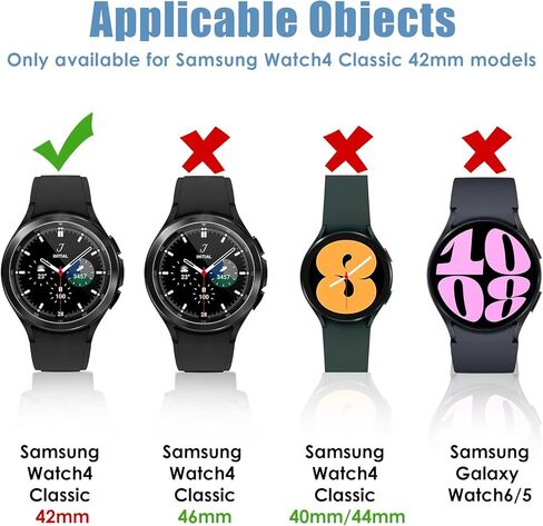 4 عبوات من فيلم واقي شاشة من الزجاج المقوى مقاس 42 مم، 2.5D 9H HD شفاف 0.3 مم مضاد للخدش ومقاوم للماء وخالي من الفقاعات، ملحقات الساعة الذكية متوافقة مع Samsung Galaxy Watch 4 Classic 42mm in Kuwait