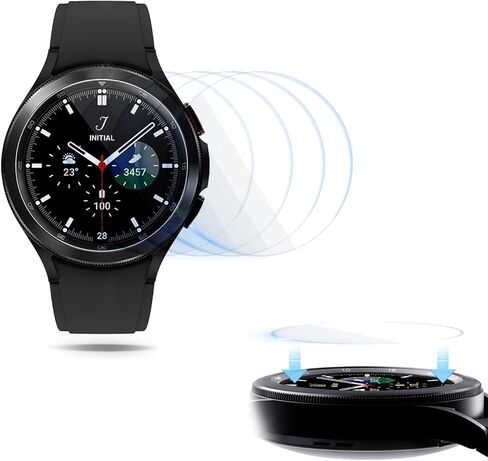 4 عبوات من فيلم واقي شاشة من الزجاج المقوى مقاس 42 مم، 2.5D 9H HD شفاف 0.3 مم مضاد للخدش ومقاوم للماء وخالي من الفقاعات، ملحقات الساعة الذكية متوافقة مع Samsung Galaxy Watch 4 Classic 42mm in Kuwait