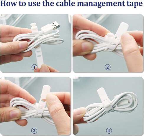 Data Cable Storage Box with 10 Pcs Wire Ties, 8-Grid Clear Dust-Proof Data Cable Organizer with Lid, Home Office Desk Electronics Management Box in Kuwait