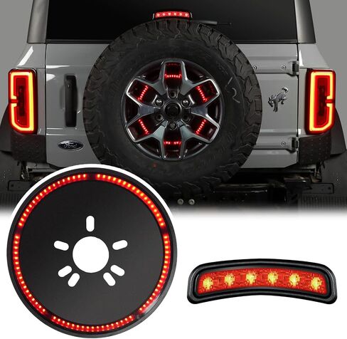 Spare Tire Brake Light & 3rd Brake Light Set for Bronco, LED High Mount Stop Light and Rear Spare Wheel Brake Light Compatible with Ford Bronco 2021 2022 2023 2/4 Doors in Saudi Arabia