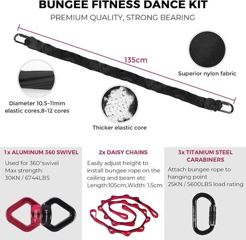 DASKING Upgraded Version Heavy Bungee Resistance Band Set Grawyti Yoga Bungee Cord Resistance Belt Set 4D Bungee Dance Rope Workout Fitness Home Gym Professional Training Equipment in Saudi Arabia