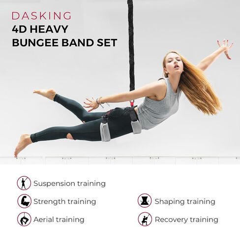 DASKING Upgraded Version Heavy Bungee Resistance Band Set Grawyti Yoga Bungee Cord Resistance Belt Set 4D Bungee Dance Rope Workout Fitness Home Gym Professional Training Equipment in Saudi Arabia