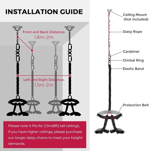 DASKING Upgraded Version Heavy Bungee Resistance Band Set Grawyti Yoga Bungee Cord Resistance Belt Set 4D Bungee Dance Rope Workout Fitness Home Gym Professional Training Equipment in Saudi Arabia