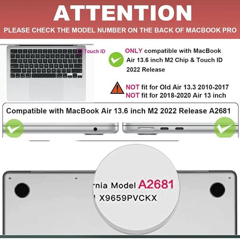 Compatible with MacBook Air 13.6 inch Case 2022-2024 Release A2681 M2 A3113 M3 Chip Plastic Laptop Hard Shell w/Mac OS Keyboard Sticker & Keyboard Cover (USA Flag) in Saudi Arabia