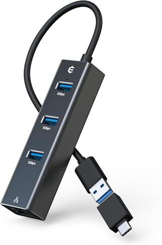 Ethernet Adapter, Tymyp 4 Port USB to Ethernet Adapter, 3 Ports USB 3.0 Ethernet Hub with RJ45 1Gbps Gigabit Ethernet Device, USB Network Adapter with USB C Port for Desktop in Saudi Arabia