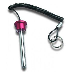 Pin, Tensile - Magnetic Universal Weight Stack Replacement SELECTOR Key - 3/8" Dia | 3-3/4" Locking Space | Detent Hitch PINS - RED Anodized Aluminum Knob w/ Reinforced Steel Wire Laynard