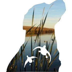 The Famous Dog and Duck Decal Sticker We Have Sold Lots and Lots of These !!!!! All of our stickers and decals can be made Yeti cup size to at least back glass vehicle size , just message us and we will make you a listing on Amazon of what you want .