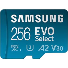Samsung EVO Select 256GB microSDXC UHS-I U3 130MB/s Full HD and 4K UHD Memory Card inc. SD-Adapter (MB-ME256KA/EU), Blue