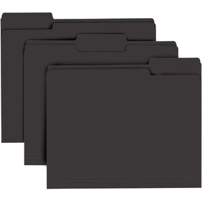File Folder, RAZCC 150 Pack 1/3 Cut Tab File Folders Letter Size, Black Folders for Dcouments, Folders with Tab Great for Organizing and Easy File Storage