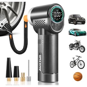 Vehicle Tire Inflator Portable Air Compressor & Inflator(150PSI),TYPE-C 6000mAH Car Tire Pump with Light, Digital Tire Pressure Gauge, Air Pump-Car Motorcycle Accessories